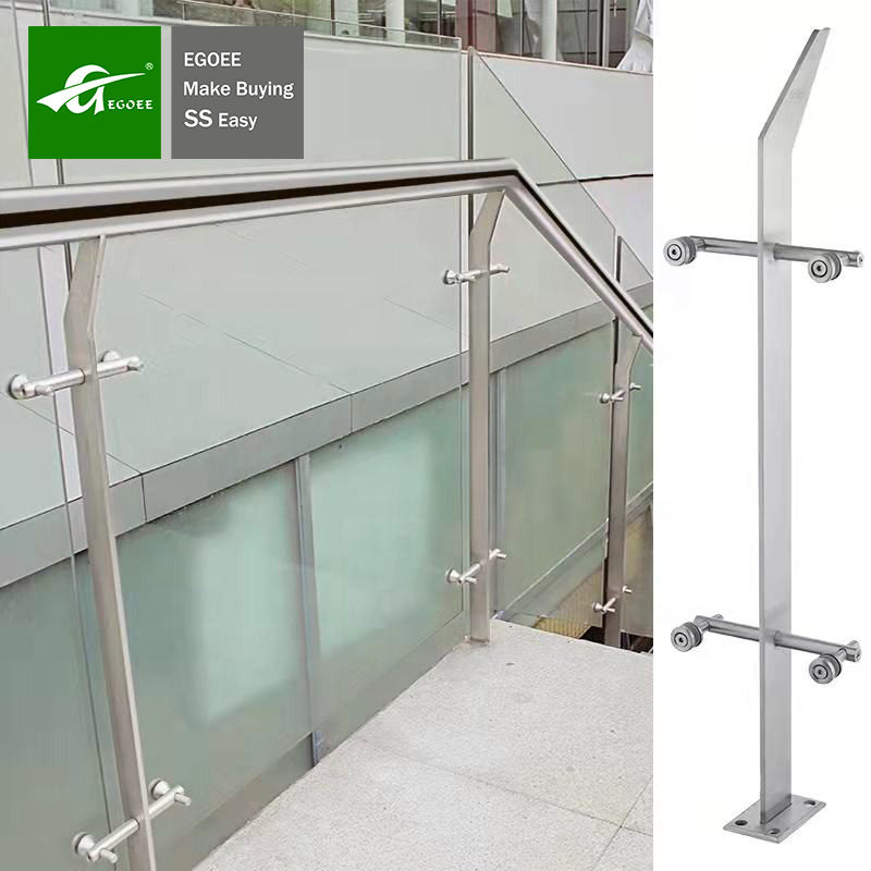 Poste de acero inoxidable estándar ajustable para escaleras